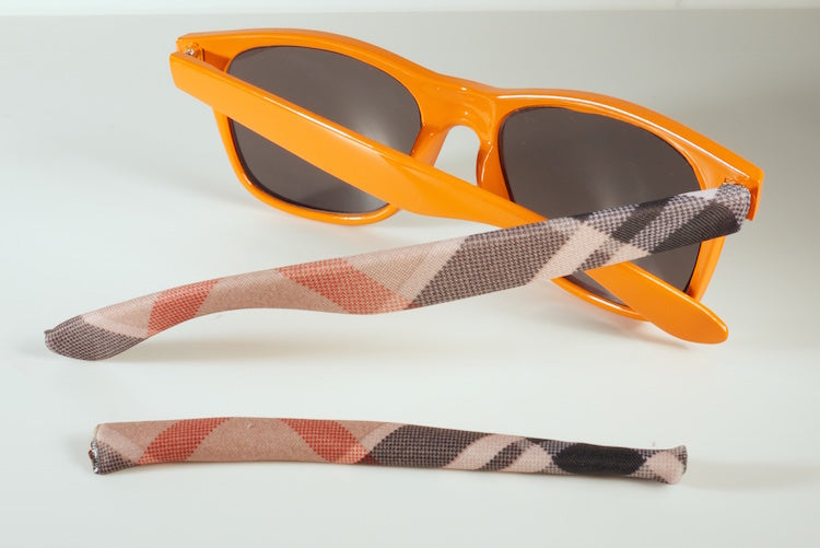 Tartan Templesox eyewear sleeve temple arm covers.