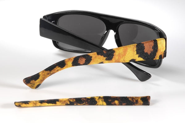 large leopard Templesox eyewear sleeve temple arm covers.