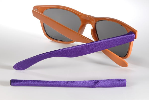 large Purple Templesox eyewear sleeve temple arm covers.