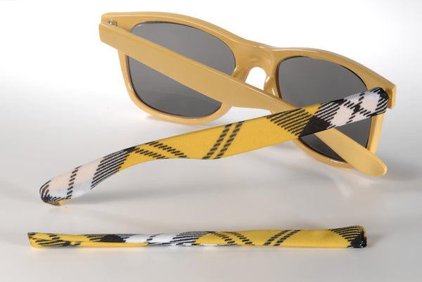 large yellow plaid whiz khalifa Templesox eyewear sleeve temple arm covers.