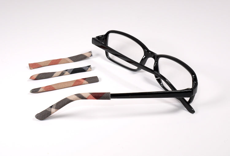 Tartan Soft Tip temple covers By Templesox for eyeglasses or sunglasses.