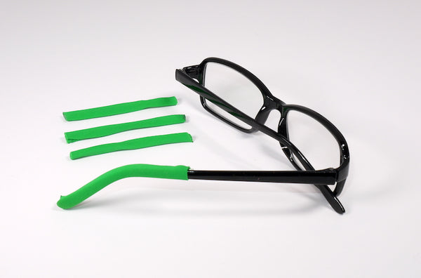 Green Soft Tip temple covers By Templesox for eyeglasses or sunglasses.