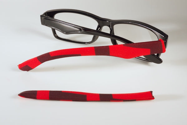 Robot Red Templesox eyewear sleeve temple arm covers.
