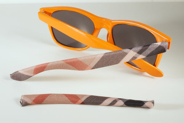 Tartan Templesox eyewear sleeve temple arm covers.