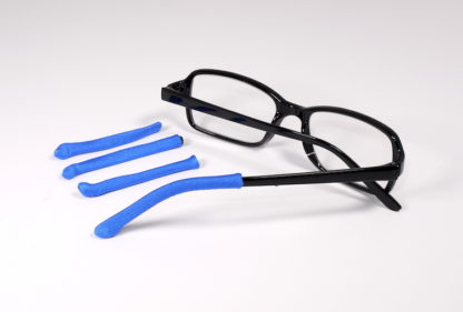 Blue Soft Tip temple covers By Templesox for eyeglasses or sunglasses.