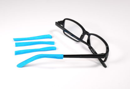 Blue Soft Tip temple covers By Templesox for eyeglasses or sunglasses.