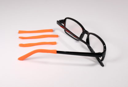 Orange Soft Tip temple covers By Templesox for eyeglasses or sunglasses.
