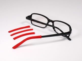 Red Soft Tip temple covers By Templesox for eyeglasses or sunglasses.