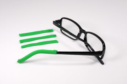 Green Soft Tip temple covers By Templesox for eyeglasses or sunglasses.